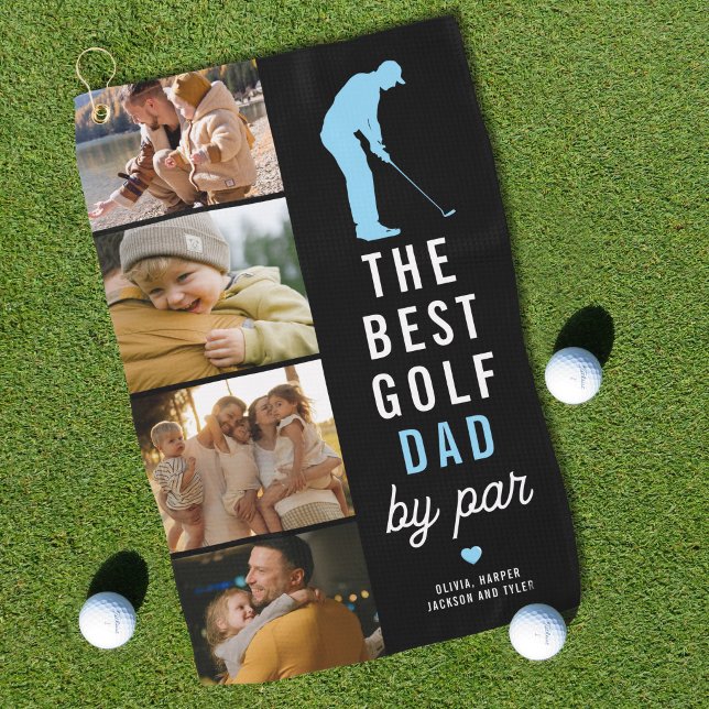 Bester Golf-Vater Par 4 Foto-Collage Golfhandtuch (Von Creator hochgeladen)