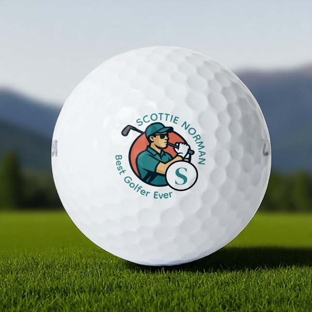Bester Golfer je Moderner Retro-Mit Monogramm Golfball (Von Creator hochgeladen)