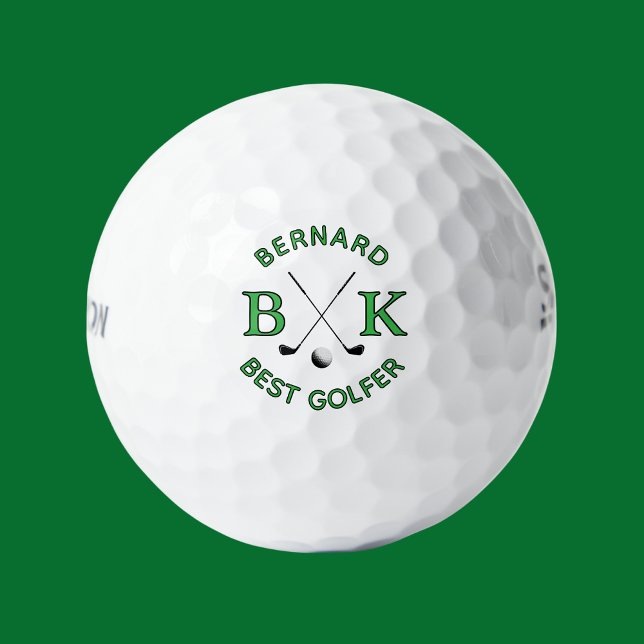 Bester Golfer Monogram Golf Ball Green Name (Von Creator hochgeladen)