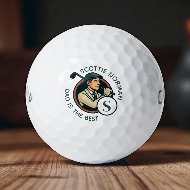 Bester Golfer Vater Retro Mit Monogramm Golfball (Von Creator hochgeladen)