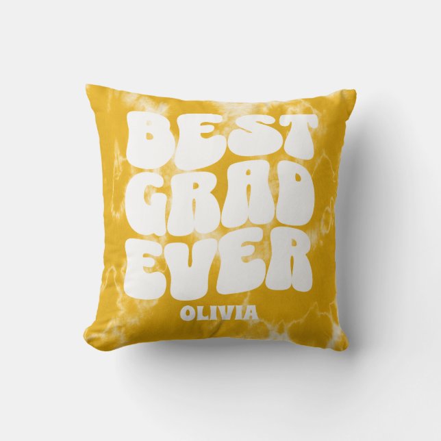 Bester Grad je Gelbe Gefärbte Krawatte Abschluss Kissen (Vorderseite)