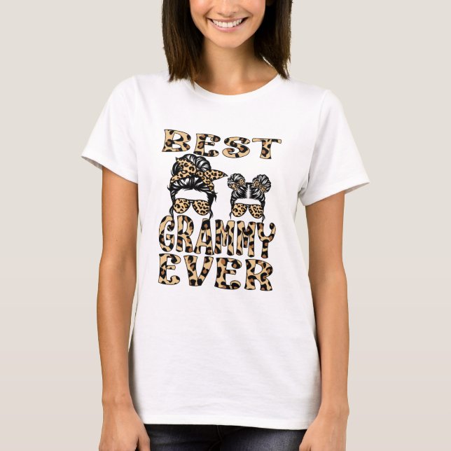 Bester Grammy je Leopard Karierter Muttertag T-Shirt (Vorderseite)
