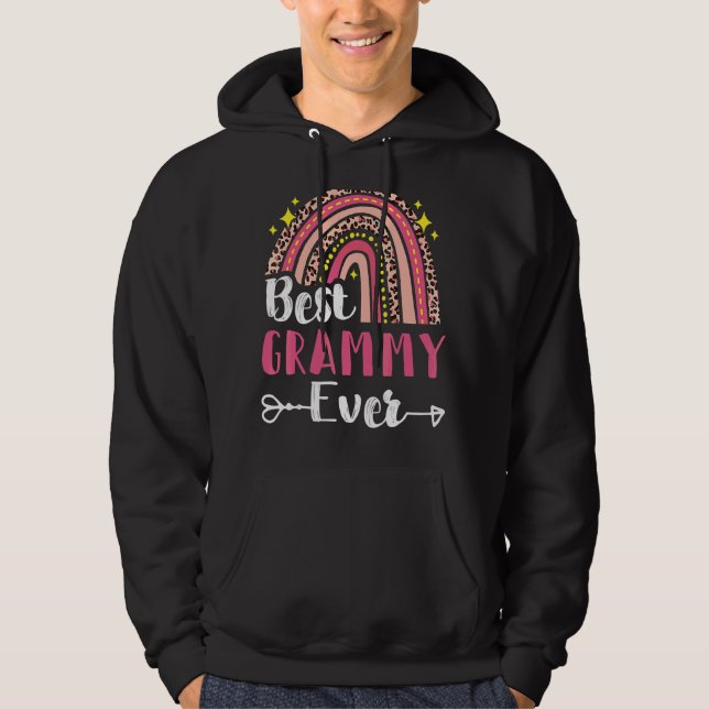 Bester Grammy je Muttertag Regenbogen Rosa Leopard Hoodie (Vorderseite)