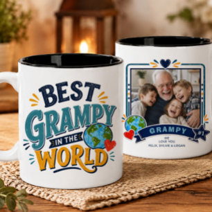 Bester Grampy der Welt Foto-Tasse Zweifarbige Tasse