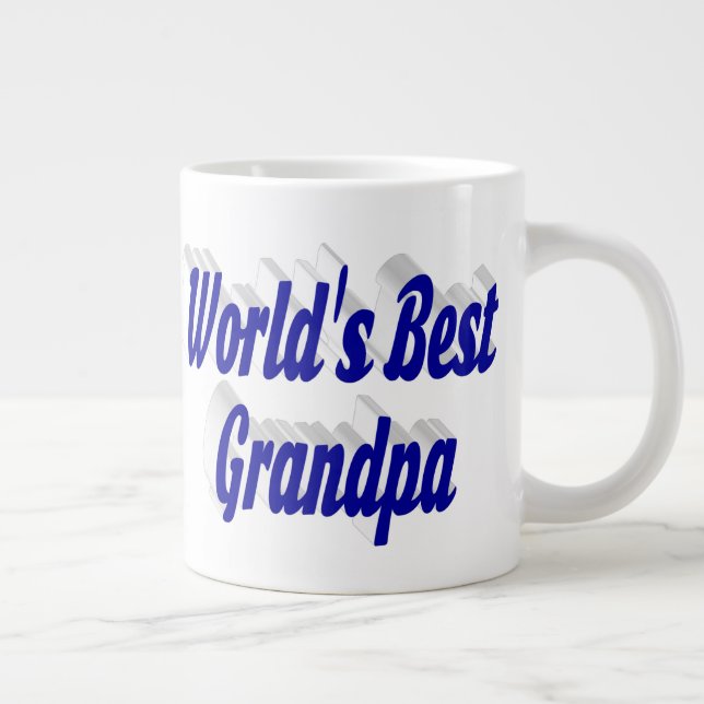 Bester grandpa-blauer Text Jumbo-Tasse (Rechts)