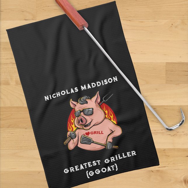 Bester Griller Pig Mascot Personalisiert Geschirrtuch (Von Creator hochgeladen)