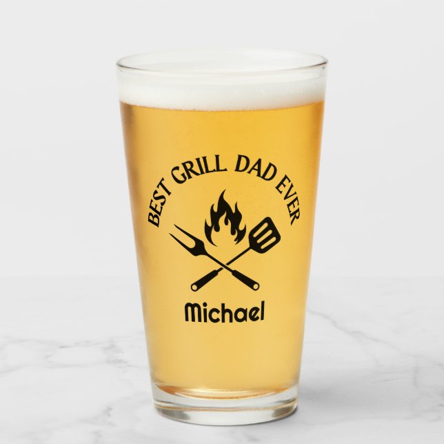 bester Grillpapa, personalisierte stilvolle Grille Glas (Vorne (Gefüllt))