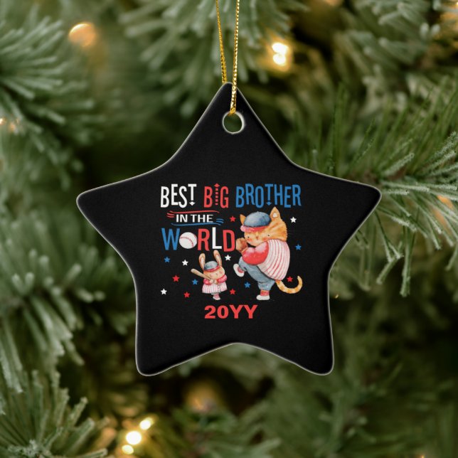 Bester großer Bruder der Welt - Baseball Keramik Ornament (Baum)