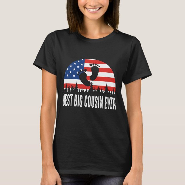 Bester großer Cousin je US-Flagge T-Shirt (Vorderseite)