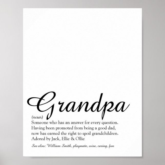 Bester Großvater der Welt Definition Poster (Vorne)