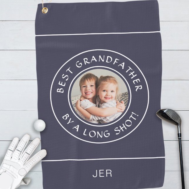 Bester Großvater Golfer Funny Foto Geschenk Navy B Golfhandtuch (Von Creator hochgeladen)