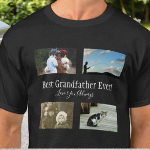 Bester Großvater je Foto Collage Weißes Skript T-Shirt