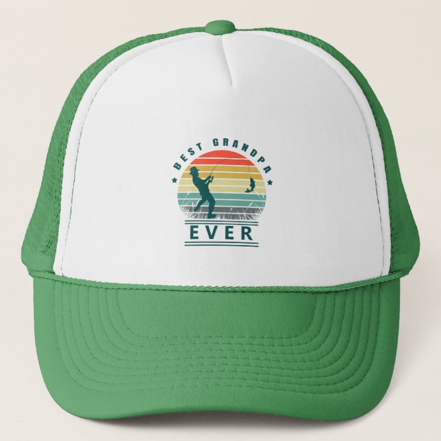 Bester Großvater je Sunset Fisch Trucker Hat Truckerkappe (Vorderseite)