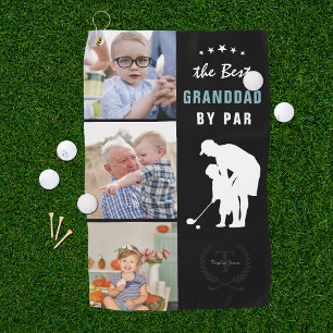 Bester Großvater nach Par   Monogramm-FotoCollage Golfhandtuch
