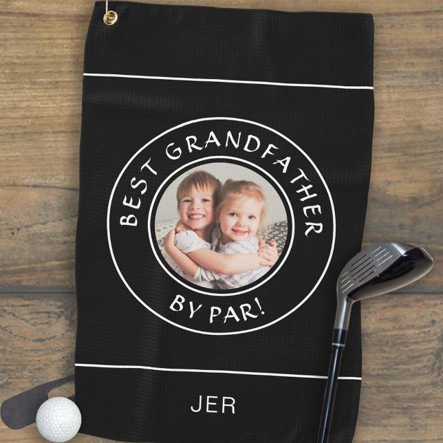 Bester Großvater von Par Golfer Foto Geschenk Schw Golfhandtuch (Best Grandfather By Par Golfer Photo Gift Black Golf Towel)
