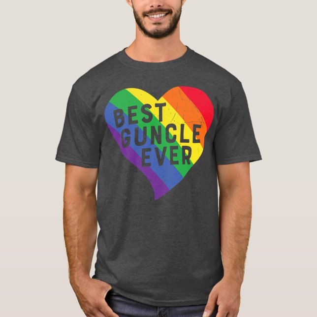 Bester Guncle je LGBTQ-Flag mit Regenbogenfarben T-Shirt (Vorderseite)