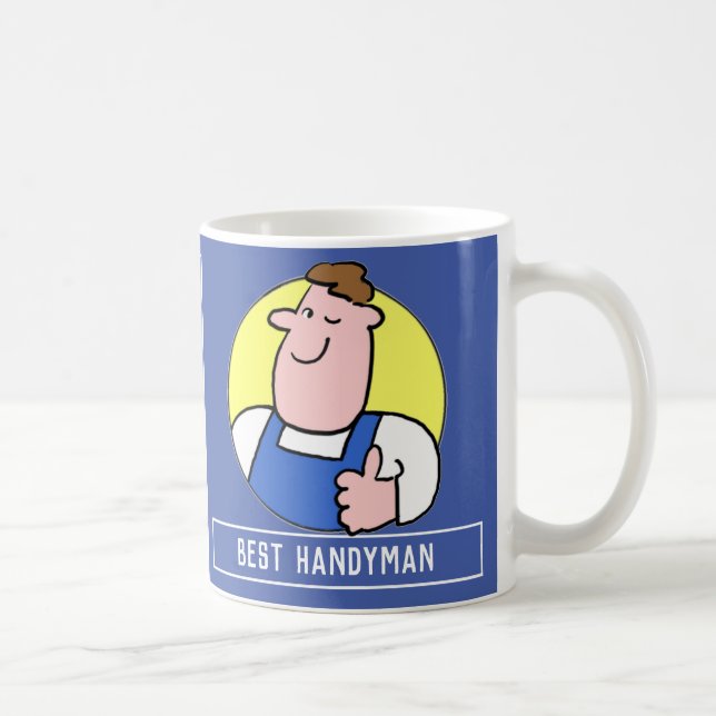 Bester Handyman Cartoon mit Ihrer Namensauswahl. Kaffeetasse (Rechts)