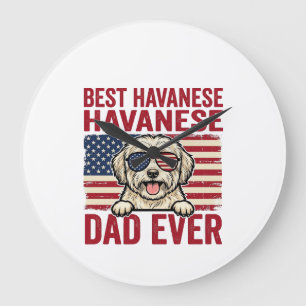 Bester Havanese-Vater Aller Patrioten Hund-Shirt-D Große Wanduhr