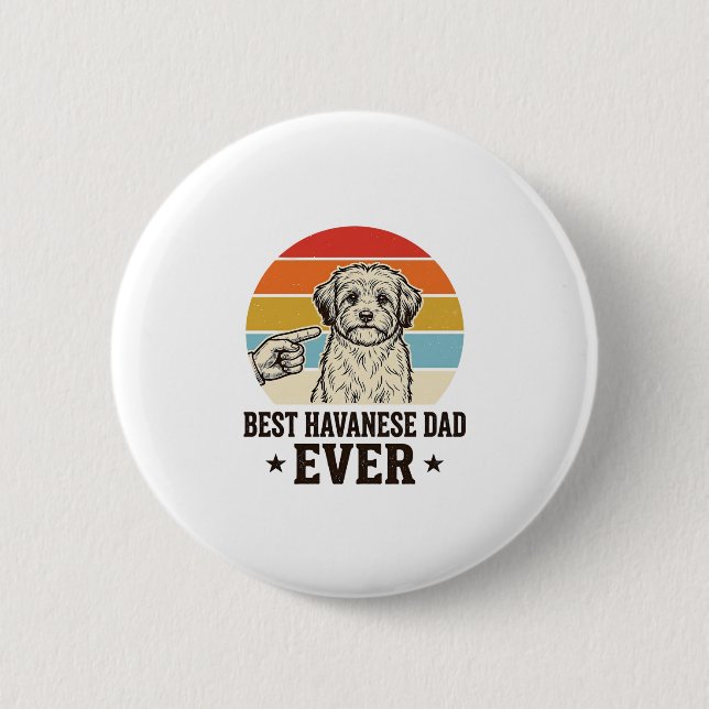 Bester Havanese-Vater Aller Zeiten Vintage-Hundefa Button (Vorderseite)