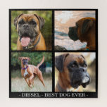 Bester Hund je | Custom Pet Foto Collage Puzzle<br><div class="desc">Ein personalisiertes Puzzle mit dem Foto Collage,  mit dem Sie 4 Ihrer Lieblings-Fotos mit ihrem Namen und ihrem Angebot hochladen können. Ein großes Rätsel für Hunde und Katzen gleichermaßen. Text kann leicht angepasst werden.</div>