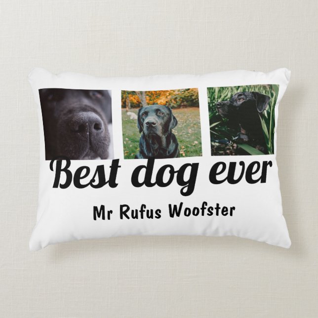 Bester Hund je Foto und Text Personalisiert Dekokissen (Vorderseite)