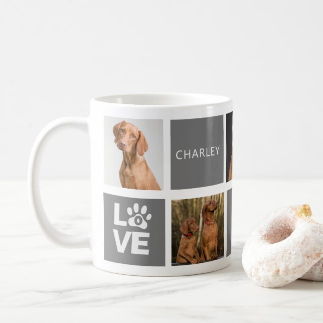 Bester Hund je Grau Personalisiert 5 Foto Tasse (Mit Donut)