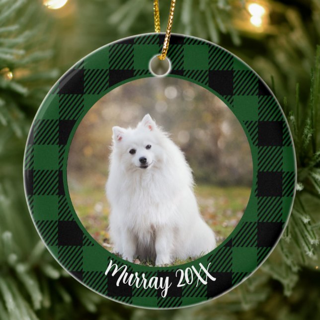 Bester Hund je Individuelle Name Grün Weihnachten Keramik Ornament (Von Creator hochgeladen)