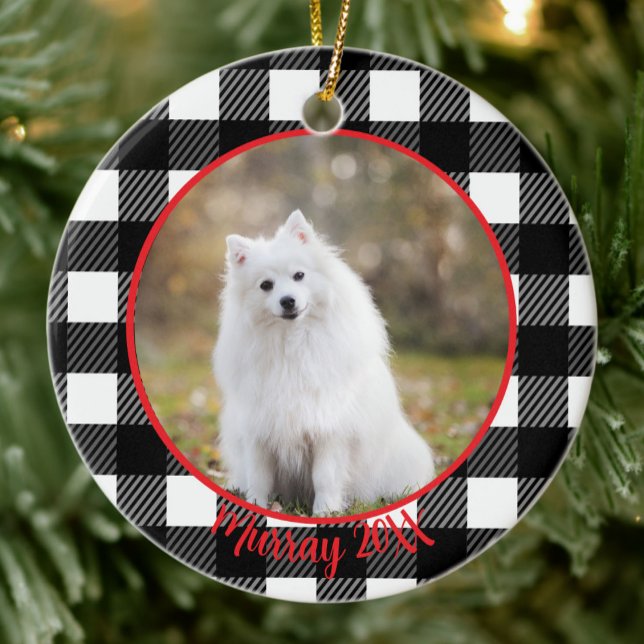 Bester Hund je Individuelle Name Kariert Weihnacht Keramik Ornament (Von Creator hochgeladen)