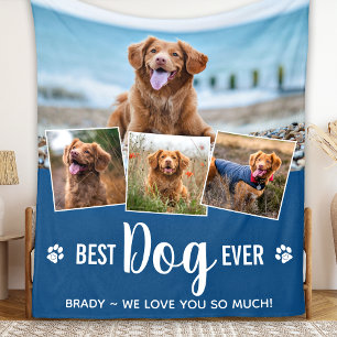 Bester Hund je Modernes Blue Foto Collage Fleecedecke