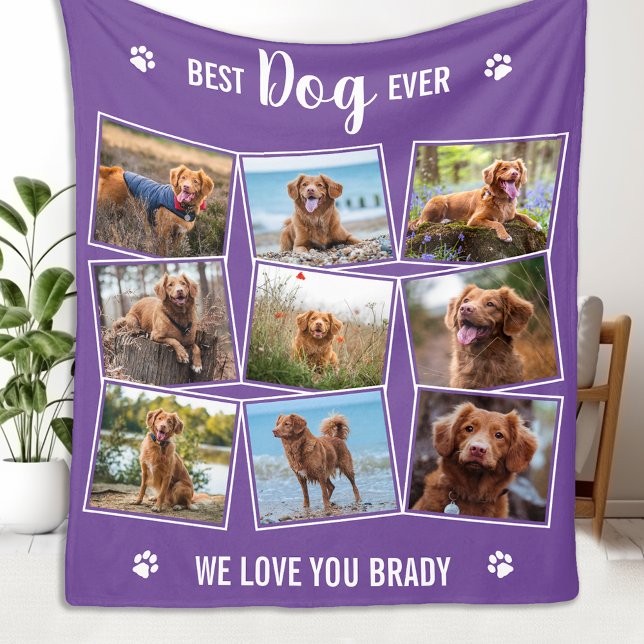 Bester Hund je Personalisierte Foto-Collage Fleecedecke (Von Creator hochgeladen)