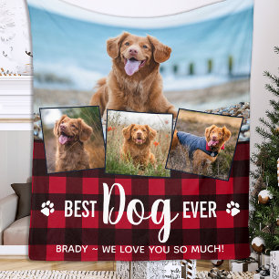 Bester Hund je Red Buffalo Karierte Fotolage Fleecedecke
