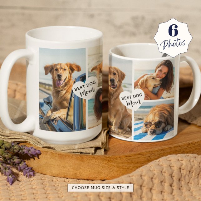 Bester Hund Mama 6 Foto Collage Herz Kaffeetasse (Von Creator hochgeladen)