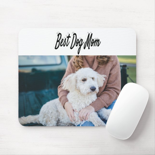 Bester Hund Mama Foto Schwarzer Text Mousepad (Mit Mouse)