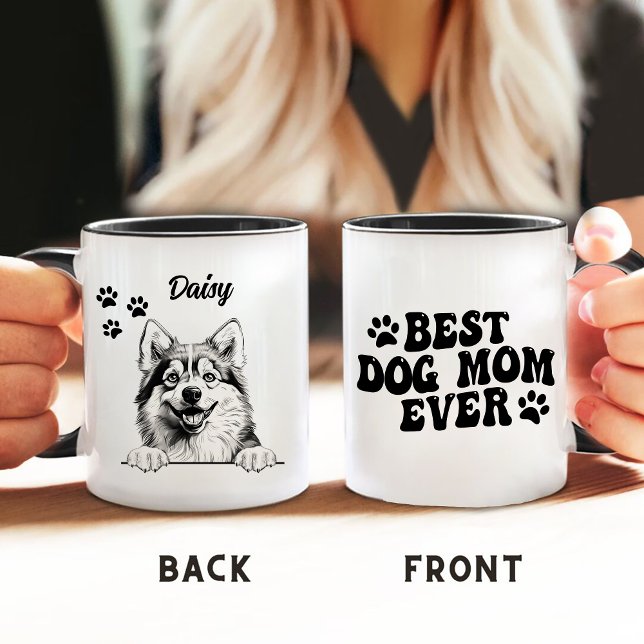 Bester Hund Mama je Pomsky Hund Personalisiert Tasse (Von Creator hochgeladen)