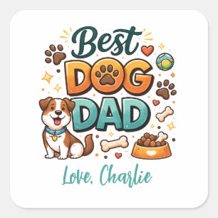 Bester Hund Papa der Welt Individueller Vatertag Quadratischer Aufkleber
