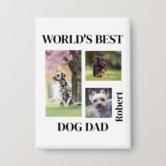 Bester Hund Papa der Welt - Personalisiertes Namen Button (Vorderseite)