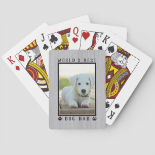 Bester Hund Papa der Welt Pfotenabdrücke Foto Rust Spielkarten