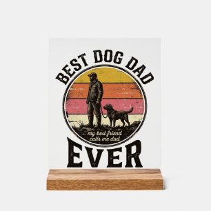 Bester Hund Papa Vintage-Sonnenuntergang Vektor-De Acrylschild