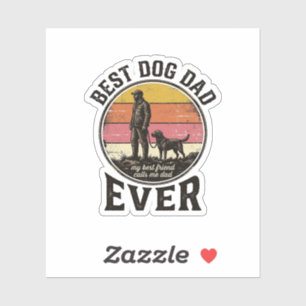 Bester Hund Papa Vintage-Sonnenuntergang-Vektor-De Aufkleber