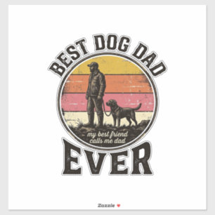 Bester Hund Papa Vintage Sonnenuntergang Vektor De Aufkleber