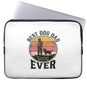 Bester Hund Papa Vintage-Sonnenuntergang Vektor-De Laptopschutzhülle