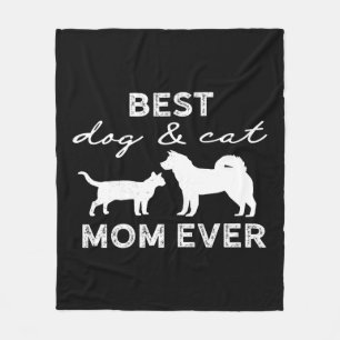 Bester Hund und Katze Mama Geschenk Niedlich Crazy Fleecedecke