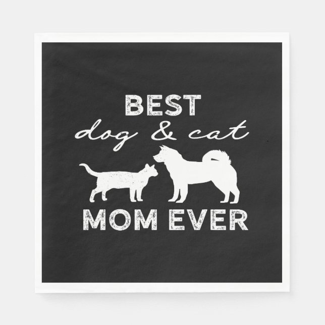Bester Hund und Katze Mama Geschenk Niedlich Crazy Serviette (Vorderseite)