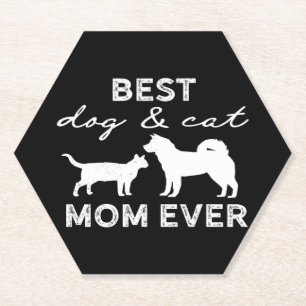 Bester Hund und Katze Mama Geschenk Niedlich Crazy Untersetzer