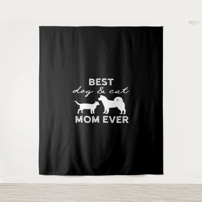 Bester Hund und Katze Mama Geschenk Niedlich Crazy Wandteppich (Vorderseite)