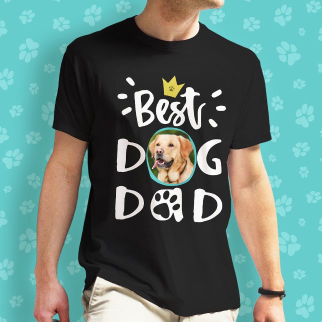 Bester Hund Vater  Foto Pad Drucken Weißer Text Sp T-Shirt (Von Creator hochgeladen)