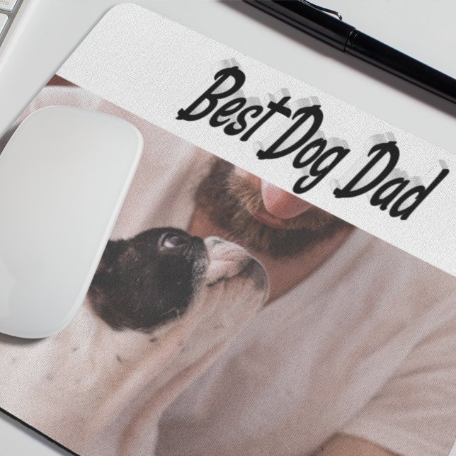 Bester Hund Vater Foto Schwarzer Text Mousepad (Von Creator hochgeladen)