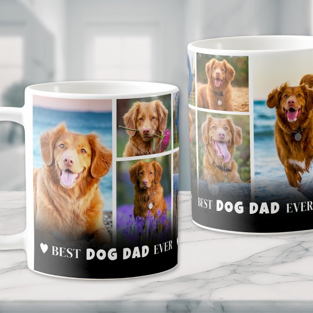 Bester Hund Vater Fotocollage Kaffeetasse (Best Dog Dad Pet Photo Collage Coffee Mug)