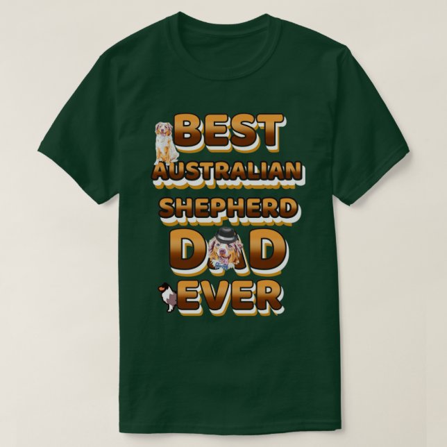 Bester Hund-Vater je Australischer Schäferhund T-Shirt (Design vorne)