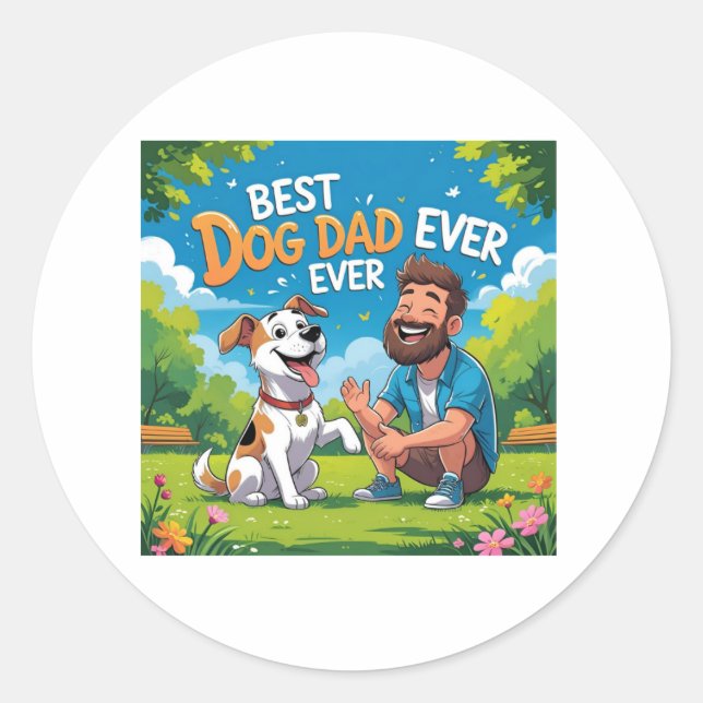 Bester Hund-Vater je Cartoon Großer Sticker (Vorderseite)